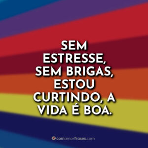 Sem estresse, sem brigas, estou curtindo, a vida é boa.