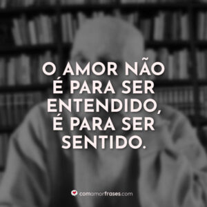 O amor não é para ser entendido, é para ser sentido.