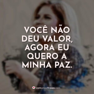 Você não deu valor, agora eu quero a minha paz.