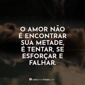 O amor não é encontrar sua metade, é tentar, se esforçar e falhar.