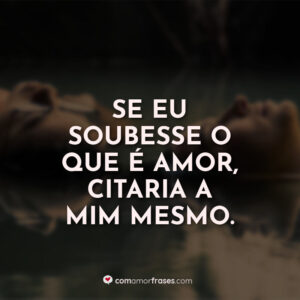 Se eu soubesse o que é amor, citaria a mim mesmo.