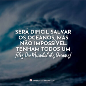 Será difícil salvar os oceanos, mas não impossível. Tenham todos um feliz Dia Mundial dos Oceanos!