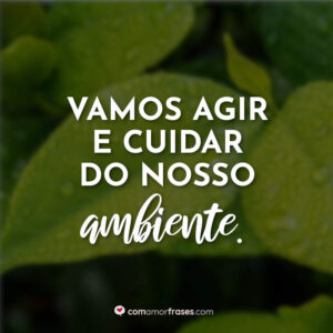 Vamos agir e cuidar do nosso ambiente.