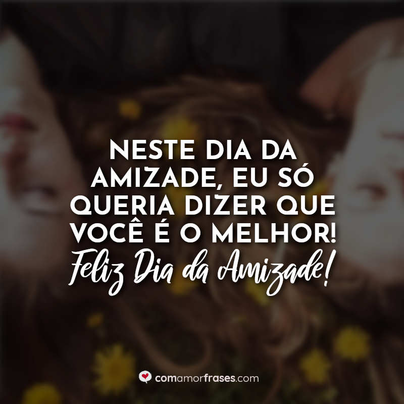 Neste dia da amizade, eu só queria dizer que você é o melhor! Feliz Dia