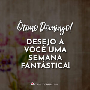 Ótimo domingo para você. Desejo a você uma semana fantástica!