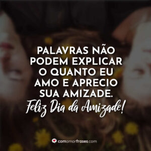 Palavras não podem explicar o quanto eu amo e aprecio sua amizade. Feliz Dia da Amizade!
