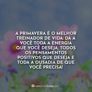 A primavera é o melhor treinador de vida: dá a você toda a energia que você deseja, todos os pensamentos positivos que deseja e toda a ousadia de que você precisa!