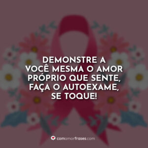Demonstre a você mesma o amor próprio que sente, faça o autoexame, se toque!