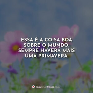 Essa é a coisa boa sobre o mundo, sempre haverá mais uma primavera.