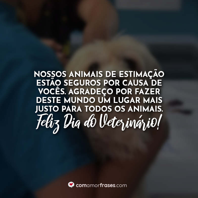 Dia do Veterinário Frases: Nossos animais de.