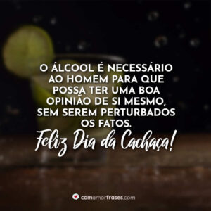 O álcool é necessário ao homem para que possa ter uma boa opinião de si mesmo, sem serem perturbados os fatos. Feliz Dia da Cachaça!