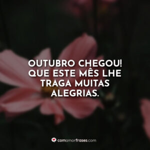 Outubro chegou! Que este mês lhe traga muitas alegrias.