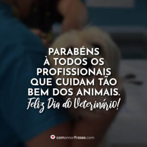 Parabéns à todos os profissionais que cuidam tão bem dos animais. Feliz Dia do Veterinário!