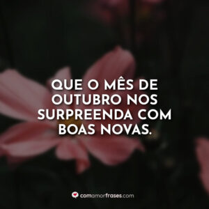 Que o mês de outubro nos surpreenda com boas novas.