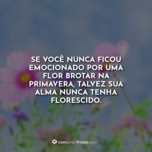 Se você nunca ficou emocionado por uma flor brotar na primavera, talvez sua alma nunca tenha florescido.