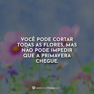 Você pode cortar todas as flores, mas não pode impedir que a primavera chegue.
