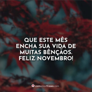Que este mês encha sua vida de muitas bênçãos. Feliz Novembro!