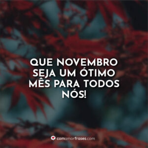 Que novembro seja um ótimo mês para todos nós!