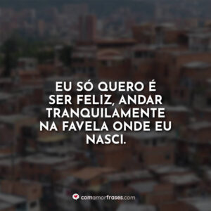 Eu só quero é ser feliz, andar tranquilamente na favela onde eu nasci.