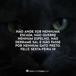 Não ande sob nenhuma escada, não quebre nenhum espelho, não derrame sal e não passe por nenhum gato preto. Feliz sexta-feira 13!