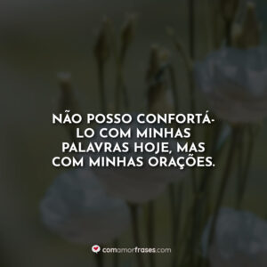 Não posso confortá-lo com minhas palavras hoje, mas com minhas orações.