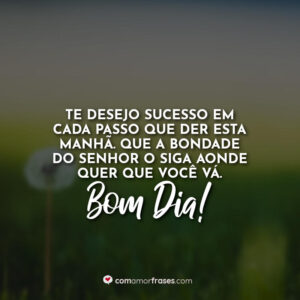 Te desejo sucesso em cada passo que der esta manhã. Que a bondade do Senhor o siga aonde quer que você vá. Bom Dia!