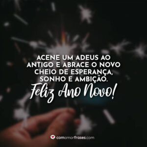 Acene um adeus ao antigo e abrace o novo cheio de esperança, sonho e ambição. Feliz Ano Novo!
