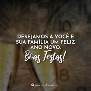 Desejamos a você e sua família um feliz ano novo. Boas Festas!