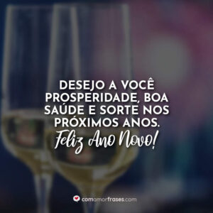 Desejo a você prosperidade, boa saúde e sorte nos próximos anos. Feliz Ano Novo!