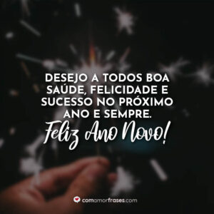 Desejo a todos boa saúde, felicidade e sucesso no próximo ano e sempre. Feliz Ano Novo!