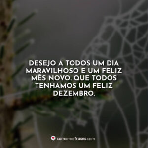 Desejo a todos um dia maravilhoso e um feliz mês novo. Que todos tenhamos um feliz dezembro.