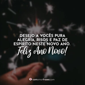 Desejo a vocês pura alegria, risos e paz de espírito neste novo ano. Feliz Ano Novo!