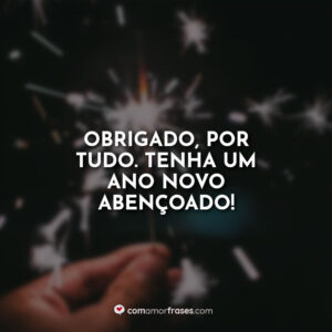 Obrigado, por tudo. Tenha um ano novo abençoado!