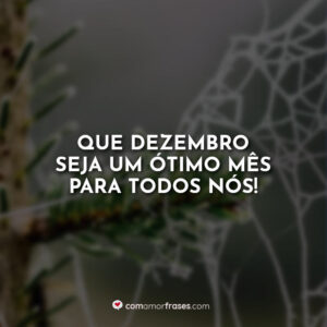 Que dezembro seja um ótimo mês para todos nós!