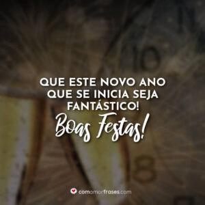 Que este novo ano que se inicia seja fantástico! Boas Festas!