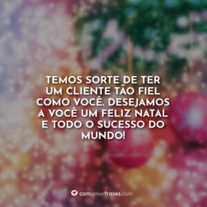 Temos sorte de ter um cliente tão fiel como você. Desejamos a você um Feliz Natal e todo o sucesso do mundo!
