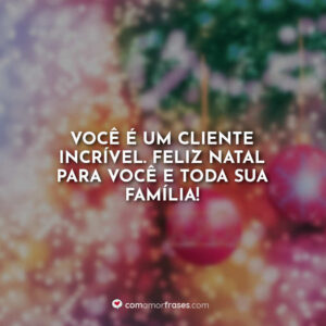 Você é um cliente incrível. Feliz Natal para você e toda sua família!