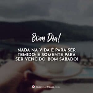 Bom Dia! Nada na vida é para ser temido; É somente para ser vencido. Bom Sábado!