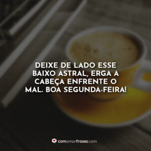 Deixe de lado esse baixo astral, erga a cabeça enfrente o mal. Boa Segunda-Feira!