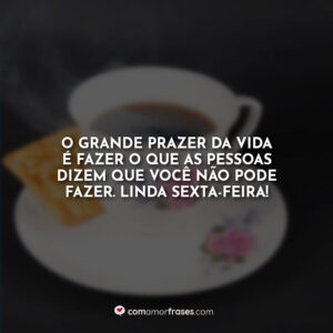 O grande prazer da vida é fazer o que as pessoas dizem que você não pode fazer. Linda Sexta-Feira!