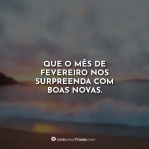 Que o mês de fevereiro nos surpreenda com boas novas.