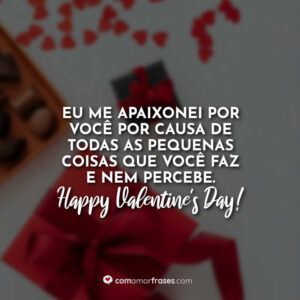 Eu me apaixonei por você por causa de todas as pequenas coisas que você faz e nem percebe. Happy Valentine’s Day!