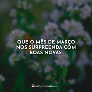 Que o mês de março nos surpreenda com boas novas.