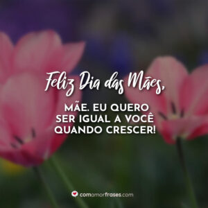 Feliz dia das mães, mãe. Eu quero ser igual a você quando crescer!