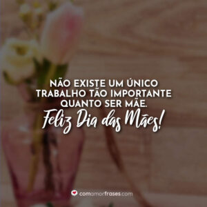 Não existe um único trabalho tão importante quanto ser mãe. Feliz Dia das Mães!