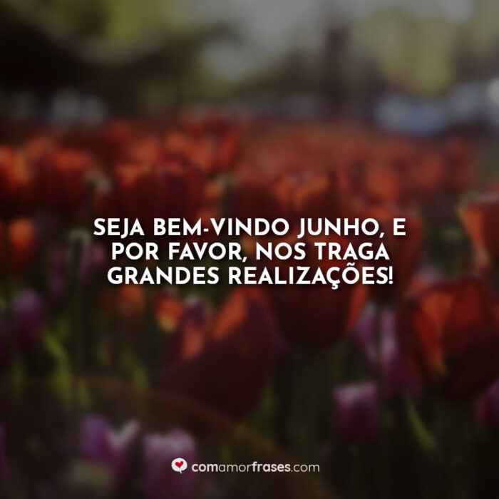 Seja bem vindo junho e por favor nos traga grandes realizações Com Amor Frases