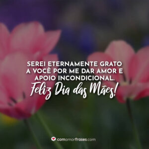 Serei eternamente grato a você por me dar amor e apoio incondicional. Feliz Dia das Mães!