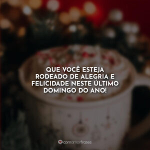 Que você esteja rodeado de alegria e felicidade neste último domingo do ano!