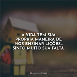 A vida tem sua própria maneira de nos ensinar lições… sinto muito sua falta.