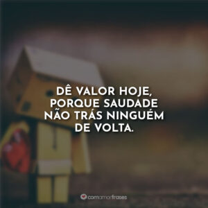 Dê valor hoje, porque saudade não trás ninguém de volta.
